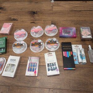 assorted press-on nails and accessories